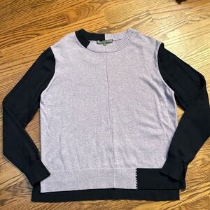Elliott Lauren Lavender and Black Color-block Cotton Cashmere Medium Sweater